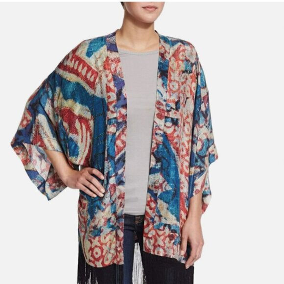 Figue Nomad Silk Patterned Fringe Kimono - Picture 1 of 9